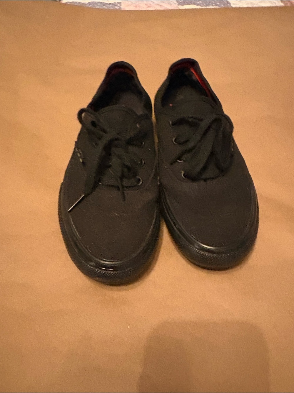 Vans Black Canvas Skate Shoes with Red Accents